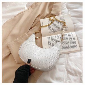 Crocodile retro armpit bag, ins chain, cross-body bag, Crescent bag